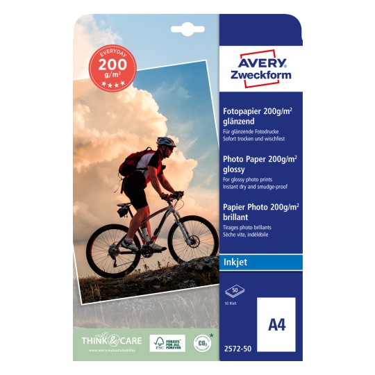 Изображение упаковки: Avery Zweckform Classic Inkjet фотобумага, артикул: 2572-50, формат: 210 x 297 мм, для принтеров: струйных, содержание: 50 листов.