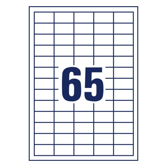 Штамповочный чертеж отдельного листа A4, Артикул: 3666-10, Этикетки, Домашний офис, Маленькая упаковка, Формат: 38 x 21,2 мм, 65 этикеток/лист?