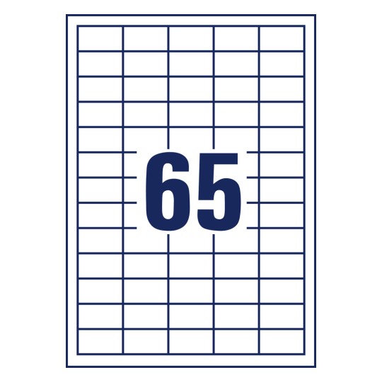 Чертёж вырубки, отдельный лист A4, артикул: 3666-200, универсальные этикетки, формат: 38 x 21,2 мм, 65 этикеток/лист.
