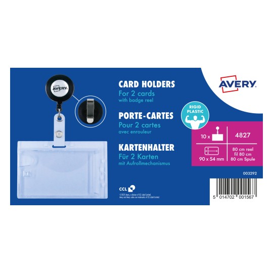 Изображение продукта: Avery Zweckform, Артикул: 4827, Двойные жёсткие бейджи, 54 x 90 мм, 10 штук.