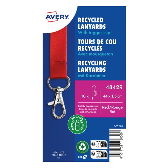 Изображение продукта: Avery Zweckform, Артикул: 4842R, Шнурок, 15 x 440 мм, Маленькая упаковка, 10 штук.