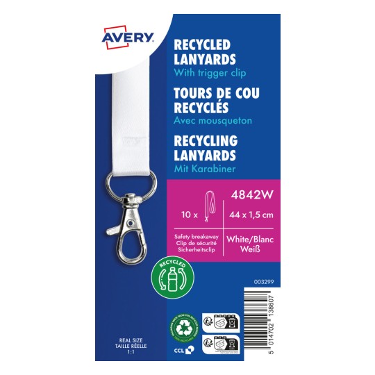 Изображение продукта: Avery Zweckform, статья: 4842W, лента для шеи, 15 x 440 мм, маленькая упаковка, 10 штук.