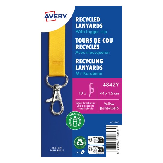 Изображение продукта: Avery Zweckform, артикул: 4842Y, шнурок, 15 x 440 мм, малая упаковка, 10 штук.