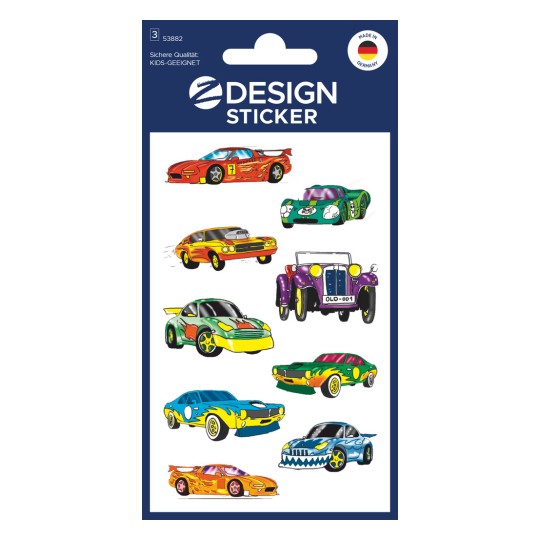 Изображение на упаковке: Z-Design, Артикул: 53882, Детские наклейки, 85 x 160 мм, Маленькая упаковка, 27 наклеек / 3 листа.
