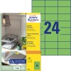 Изображение упаковки с листом этикеток: Avery Zweckform Цветные этикетки, Артикул: 3450, Формат: 70 x 37 мм, Подходит для печати: струйная, черно-белый лазер, цветной лазер, Содержимое: 2400 этикеток / 100 листов, 24 этикетки/лист.
