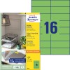 Упаковка с листом этикеток: Avery Zweckform Цветные этикетки, Артикул: 3454, Формат: 105 x 37 мм, Совместимость с принтерами: струйные, лазерные (черно-белые), цветные лазеры, Содержимое: 1600 этикеток / 100 листов, 16 этикеток/лист.