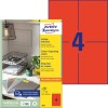 Изображение упаковки с листом этикеток: Avery Zweckform цветные этикетки, артикул: 3456, формат: 105 x 148 мм, пригодность для печати: струйный принтер, черно-белый лазер, цветной лазер, содержание: 400 этикеток / 100 листов, 4 этикетки/лист.