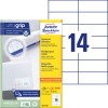Упаковка с этикетками: Avery Zweckform универсальные этикетки, артикул: 3653-200, формат: 105 x 42,3 мм, пригодность к печати: струйный принтер, лазерный принтер черно-белый, цветной лазерный, содержимое: 3 080 этикеток / 220 листов, 14 этикеток/лист.