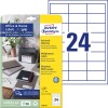 Изображение упаковки с листом этикеток: Avery Zweckform этикетки, Home Office, маленькая упаковка, артикул: 3658-10, формата: 64,6 x 33,8 мм, пригодность для печати: струйная, черно-белая лазерная, цветная лазерная, содержимое: 240 этикеток / 10 листов, 24 этикетки/лист.