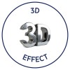 Изображение содержит глянцевый, трехмерный текст, который гласит «3D EFFECT» внутри круглой границы.