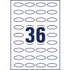 Чертеж вырубки один лист A4, Артикул: 5086, овальные этикетки, съемные, формат: 40 x 20 мм, 36 этикеток/лист.