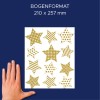 Сравнение размеров с рукой, артикул: 52951, один лист оконных наклеек, формат: 210 x 297 мм, цвет: золотой.