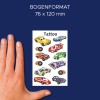 Сравнение размеров с рукой, статья: 56685, один лист детских татуировок, формат: 85 x 160 мм, цвет: разноцветный.