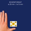 Сравнение размеров с рукой, артикул: 56920, лист наклеек на рулоне, формат: 60 x 70 x 70 мм, цвет: золотой?