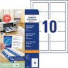 Изображение упаковки с листом карточек: Avery Zweckform Classic Визитные карточки, артикул: C32010-10, формат: 85 x 54 мм, пригодность для печати: струйный принтер, цветной лазерный принтер, ч/б лазерный принтер, копировальный аппарат, содержание: 100 карточек / 10 листов, 10 карточек/лист.