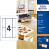 Изображение упаковки с листом карт: Avery Zweckform настольные карточки, Артикул: C32253-25, Формат: 110 x 40 мм, Подходит для принтеров: струйных, цветных лазерных, черно-белых лазерных, копировальных аппаратов, Содержимое: 100 карточек / 25 листов, по 4 карточки на лист.