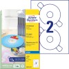 Изображение упаковки с листами этикеток: Avery Zweckform CD-этикетки ClassicSize, артикул: C6074-20, формат: ⌀ 117 мм, подходит для печати на струйных принтерах, содержимое: 40 этикеток / 20 листов, 2 этикетки/лист.