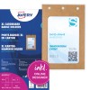 Изображение упаковки с листом карточек: Avery Zweckform карманы для бейджей большого размера, артикул: 4839XL, формат: 105 x 148 мм, пригодность для печати: лазер черно-белый, цветной лазер, струйный, лазерный, содержание: 50 бейджей / 52 вставки / 13 листов.
