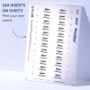 The image shows Avery inserts on sheets, containing customizable labels printed with the name 'Paul Meyer'. The sheet has a total of 240 inserts organized in a grid format.