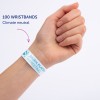 Изображение показывает руку человека с браслетом, на котором написано «100 WRISTBANDS Climate neutral», а также напечатано «JULIEN PLATTER MARKETING».