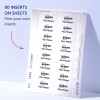 Изображение показывает листы с 80 вкладышами для печати. На каждом вкладыше указано имя "Paul Meyer" и логотип "Avery".