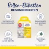 Изображение показывает упаковочную коробку для этикеток Avery. Она подчеркивает такие особенности, как совместимость с Dymo LabelWriter, гарантию возврата денег, качество бренда по низкой цене и использование экологически чистой бумаги. Продукт идентифицируется как рулон адресных этикеток, белый.