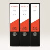 На изображении показаны три черных папки с ярлыками: «PERSONAL», «PROJEKTE» и «TEAM». Каждая папка имеет характерный красный дизайн и произведена компанией Avery Zweckform.