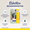 Изображение демонстрирует упаковку продукта для овальных этикеток Avery Zweckform, подчеркивая легкость дизайна, съемные этикетки, устойчивую бумагу и то, что они произведены в Германии. Дизайн имеет современную компоновку с иллюстрациями продукта и текстом на немецком языке.