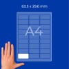 Схема листа этикеток формата A4 с этикетками размером 63,5 × 29,6 мм и левой рукой для масштаба?