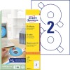 Упаковка с листом этикеток: Avery Zweckform CD-Этикетки ClassicSize, артикул: L6015-25, формат: ⌀ 117 мм, пригодность для печати: струйная, лазерная ч/б, цветная лазерная, содержание: 50 этикеток / 25 листов, 2 этикетки/лист.
