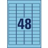 Штамповочный чертеж отдельного листа A4, Артикул: L6039-20, Цветные этикетки, съемные, Формат: 45,7 x 21,2 мм, 48 этикеток на лист.