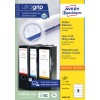 Изображение упаковки: наклейки для папок Avery Zweckform, артикул: L6060-100, формат: 34 x 192 мм, пригодность для печати: струйная, лазерная ч/б, цветная лазерная, содержимое: 800 наклеек / 100 листов, 8 наклеек/лист.