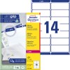 Изображение упаковки с листом этикеток: Adress-Etiketten Avery Zweckform, артикул: L7163-250, формат: 99,1 x 38,1 мм, подходит для печати: лазерный черно-белый, цветной лазер, содержание: 3.500 этикеток / 250 листов, 14 этикеток/лист.