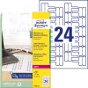Упаковка с листом этикеток: наклейки для маркировки кабелей Avery Zweckform, артикул: L7950-20, формат: 60 x 40 мм, подходит для печати: черно-белый лазер, цветной лазер, содержание: 480 этикеток / 20 листов, 24 этикетки/лист.