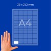Рука рядом с иллюстрацией листа A4 с разметкой в клетку, подписанной «38 × 21,2 мм»?
