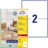 Изображение упаковки с листом этикеток: Avery Zweckform Recycling Versand-Etiketten, артикул: LR7168-100, формат: 199,6 x 143,5 мм, пригодность для печати: лазерная черно-белая печать, цветной лазер, содержание: 200 этикеток / 100 листов, 2 этикетки/лист?