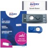 Изображение упаковки с листом этикеток: Avery Zweckform, артикул: POL30MA02-5DR, магнитные именные таблички, формат: 70 x 30 мм, пригодность для печати: цветной лазер, лазер ч/б, струйный принтер, содержимое: 5 табличек / 18 вкладышей / 1 лист, 18 карточек/лист?
