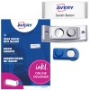 Упаковка с наклейками: Avery Zweckform, артикул: POL30MA66-5DR, магнитные именные бейджи, формат: 70 x 30 мм, подходит для печати на цветных лазерных принтерах, черно-белых лазерных принтерах, струйных принтерах. Содержимое: 5 бейджей / 18 вставок / 1 лист, 18 карточек/лист?