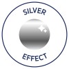 Изображение содержит круглый дизайн с надписью «SILVER EFFECT» размещенной выше и ниже серебряной сферы с блестящей поверхностью.