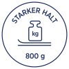 Изображение содержит этикетку или значок с текстом «STARKER HALT» наверху, изображающим символ веса (бутылка со шкалой) с надписью «кг». Ниже указан вес «800 г».